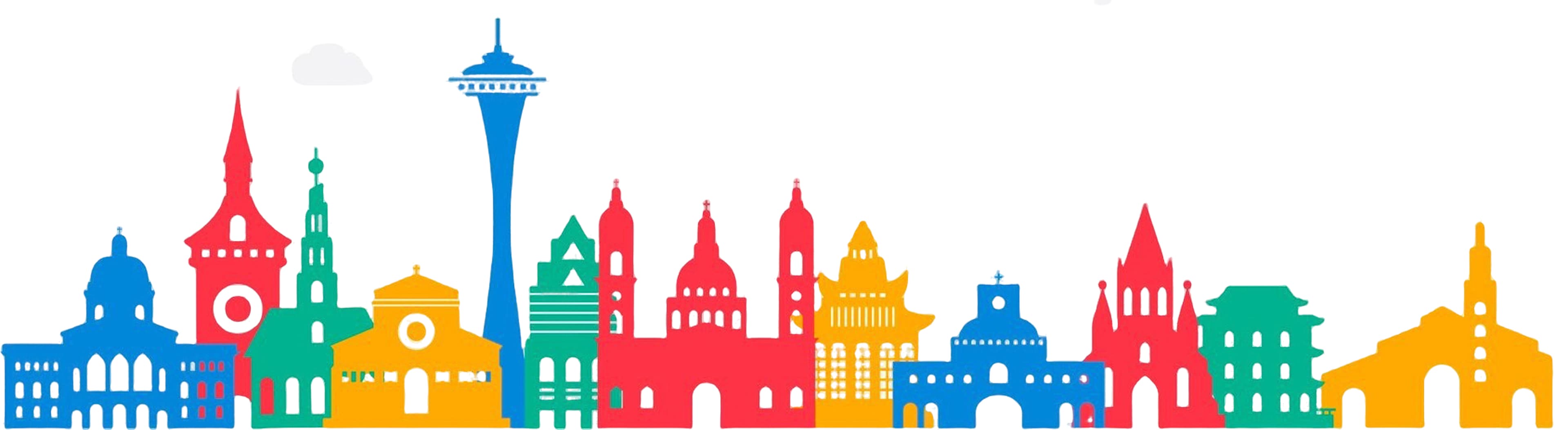 Colorful Landmarks Skyline